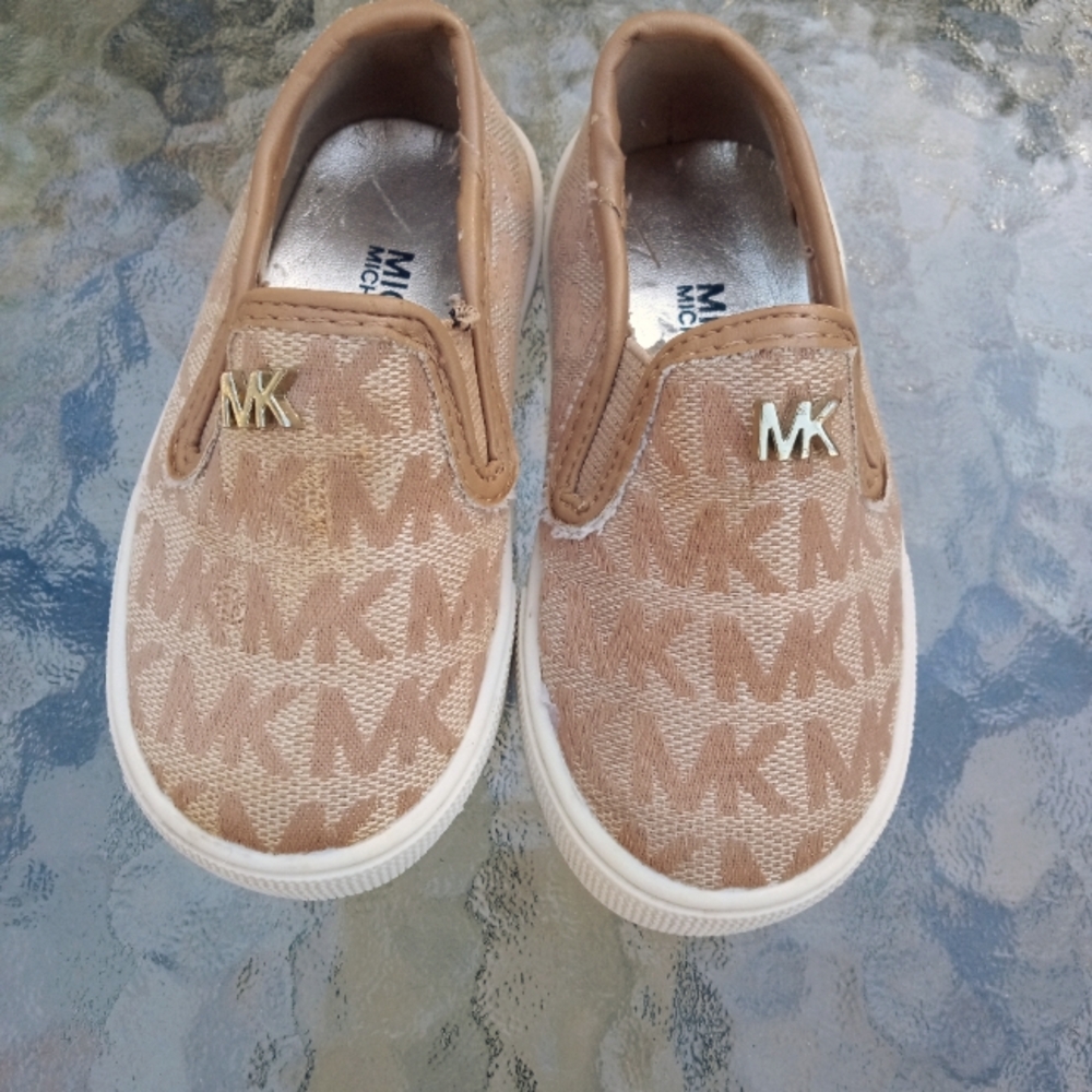Michael Kors Tan Slip-On Sneakers with Monogram Print